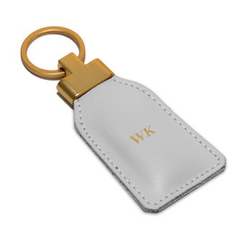 Personalised leather key ring Solier SA30 grey