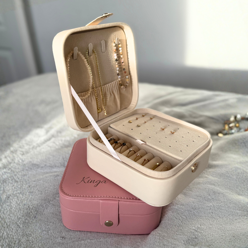 Personalizowana duża szkatułka na biżuterię - róż