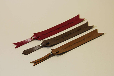 Personalized leather bookmark red