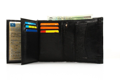 Elegant black leather wallet SOLIER SW01B