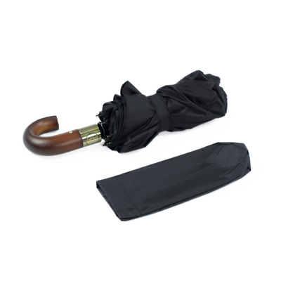 Składany mały parasol z odblaskowymi elementami - czarny