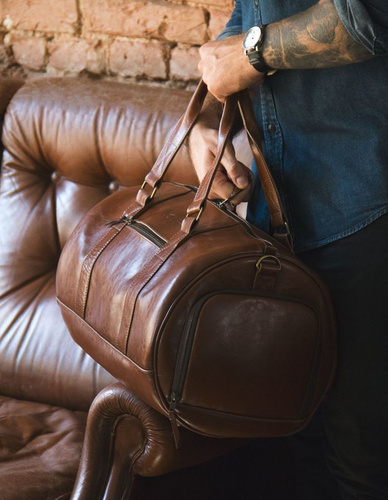 GENUINE LEATHER MEN'S WEEKEND BAG SL19 BRANDON VINTAGE BROWN