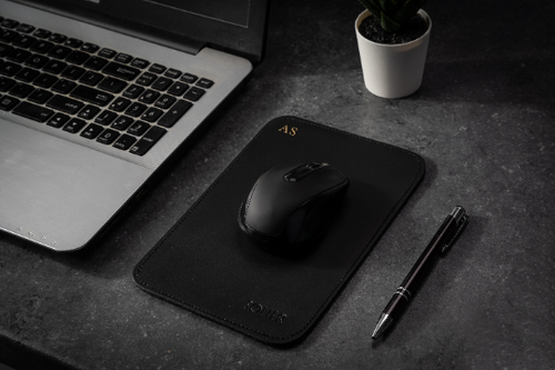 Personalised genuine leather mouse pad Solier SA42 black