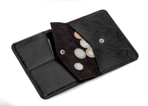 Slim leather men's wallet with coin holder SOLIER SW15 SLIM DARK BROWN