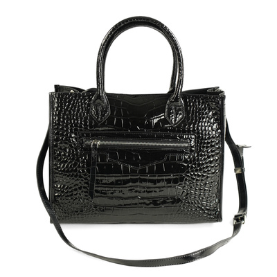 Elegancka skórzana torba damska tote Solier FL62 Silvana czarna