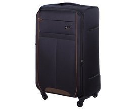 Duża walizka miękka XL Solier STL1311 czarno-brązowa