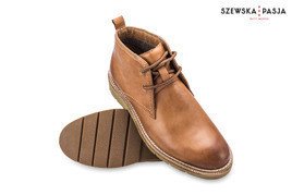 Klasyczne skórzane buty męskie Chukka jasny brąz