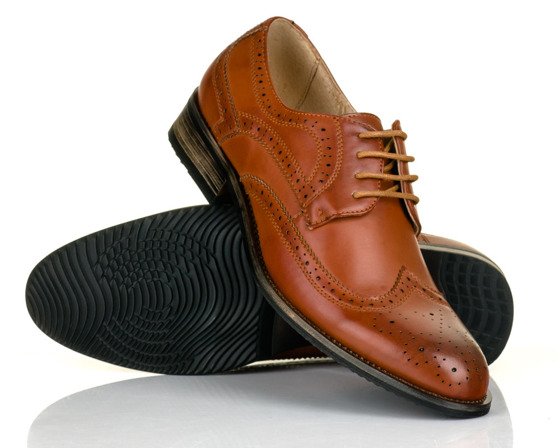 Klasyczne buty męskie półbuty brogsy brązowe M803B